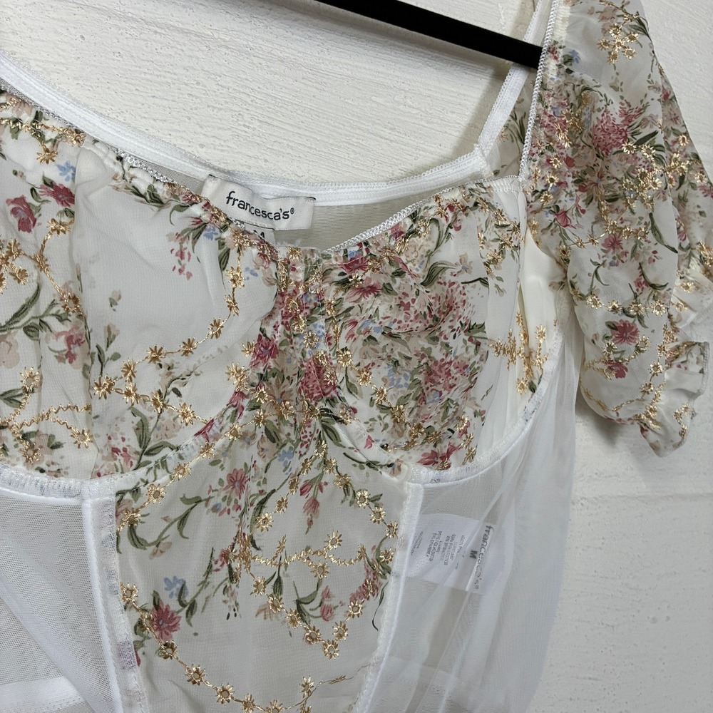 NEW Francesca's‎ Anna Floral Corset Top Size M Regency Wedding Bridal Dainty Ren - Picture 4 of 14